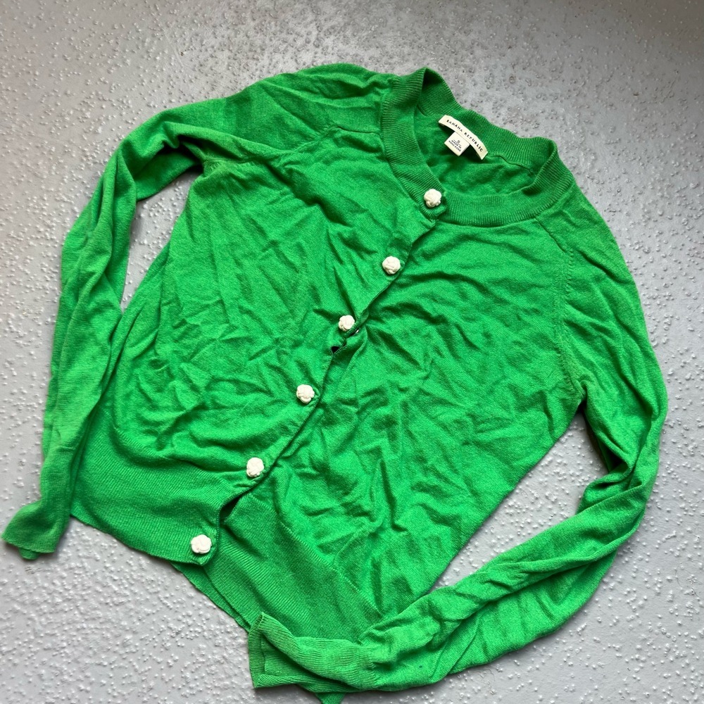 Banana Republic Green Cardigan Sweater Button Front Knit‎ Top Small